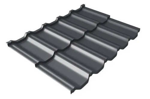 Металлочерепица модульная Квинта Uno Grand Line c 3D резом 0,5 Velur RAL 7024 мокрый асфальт купить в Щиграх