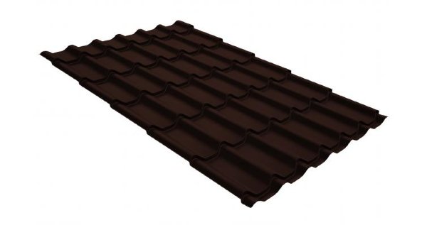 Металлочерепица классик GL 0,5 GreenCoat Pural Matt RR 887 шоколадно-коричневый (RAL 8017 шоколад) купить в Щиграх