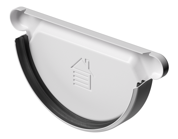 Заглушка желоба D125 Döcke STAL PREMIUM Пломбир, (RAL 9010) купить в Щиграх