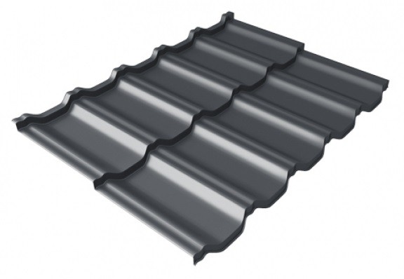 Металлочерепица модульная Квинта Uno Grand Line c 3D резом 0,5 Satin Мatt RAL 7024 мокрый асфальт купить в Щиграх