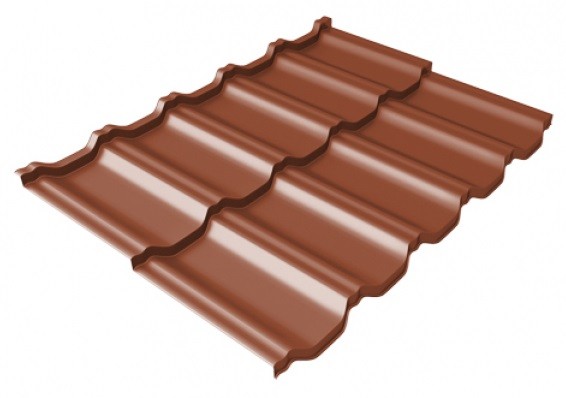 Металлочерепица модульная Квинта Uno Grand Line c 3D резом 0,5 Satin Мatt RAL 8004 терракота купить в Щиграх
