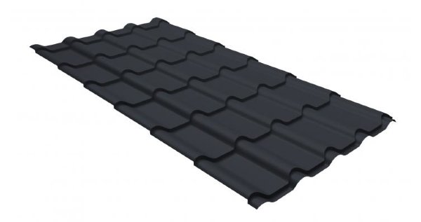 Металлочерепица камея GL 0,5 GreenCoat Pural matt RR 23 темно-серый (RAL 7024 мокрый асфальт) купить в Щиграх