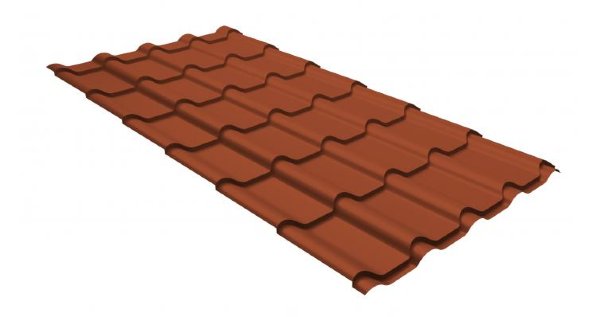 Металлочерепица камея GL 0,5 GreenCoat Pural RR 750 кирпично-красный (RAL 8004 терракота) купить в Щиграх