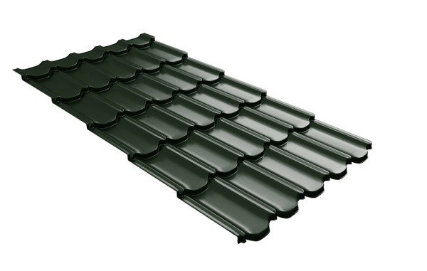 Металлочерепица квинта плюс с 3D резом 0,5 GreenСoat Pural Matt RR 11 темно-зеленый (RAL 6020 хромовая зелень) купить в Щиграх
