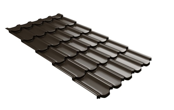 Металлочерепица квинта плюс с 3D резом 0,5 GreenСoat Pural Matt RR 32 темно-коричневый (RAL 8019 серо-коричневый) купить в Щиграх