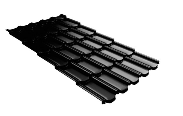 Металлочерепица квинта плюс с 3D резом 0,5 GreenСoat Pural Matt RR 33 черный (RAL 9005 черный) купить в Щиграх
