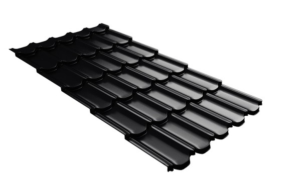 Металлочерепица квинта плюс с 3D резом 0,5 Quarzit lite RAL 9005 черный купить в Щиграх