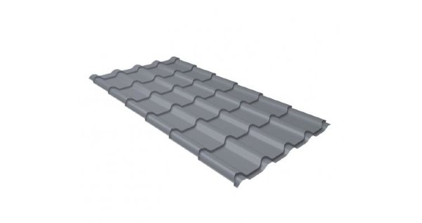 Металлочерепица камея 0,45 PE RAL 9006 бело-алюминиевый купить в Щиграх