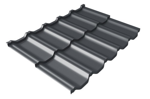 Металлочерепица модульная Квинта Uno Grand Line c 3D резом 0,5 Satin RAL 7024 мокрый асфальт купить в Щиграх