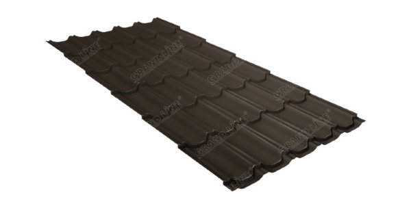 Металлочерепица квинта плюс 0,5 GreenCoat Pural Matt RR 32 темно-коричневый (RAL 8019 серо-коричневый) купить в Щиграх